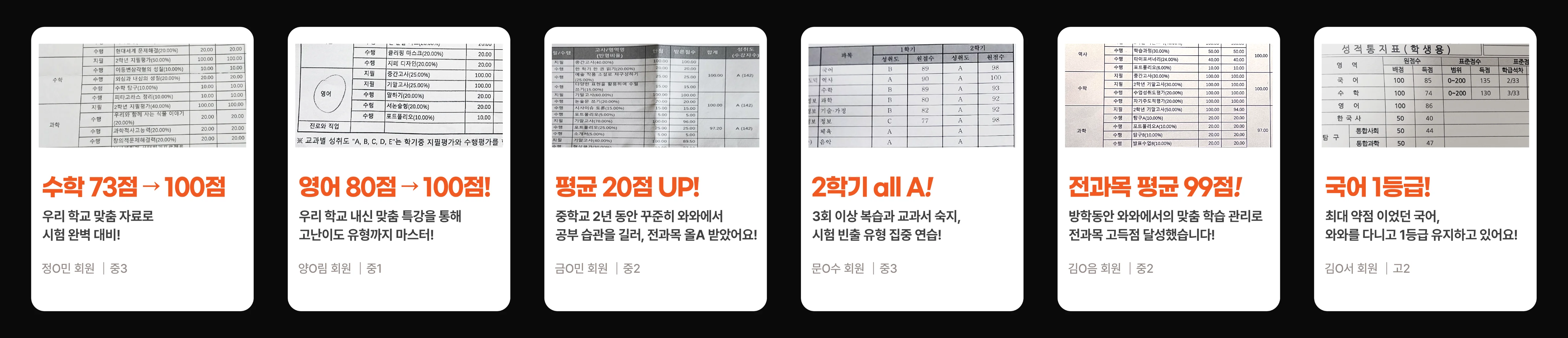수창동 영수학원 성적 향상 사례